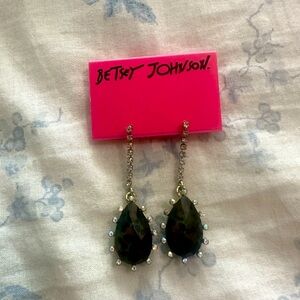 Betsey Johnson Gold and Black Teardrop Earrings